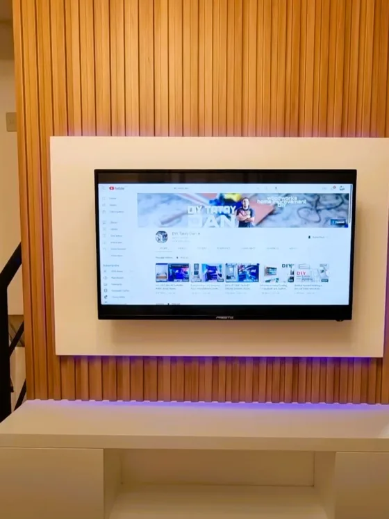 How to Build a Stylish TV Console with LED Backwall and Wood Slat