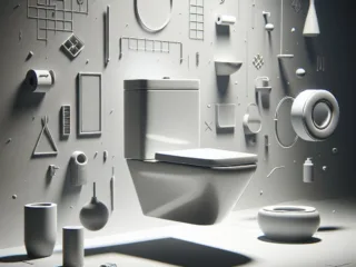 A wall-hung toilet in a modern, minimalist bathroom.