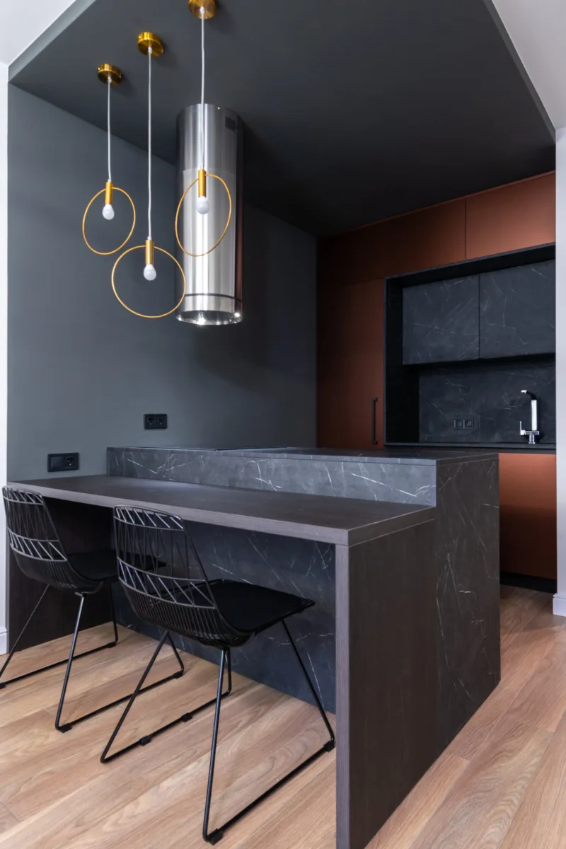Dark color kitchen cabinet