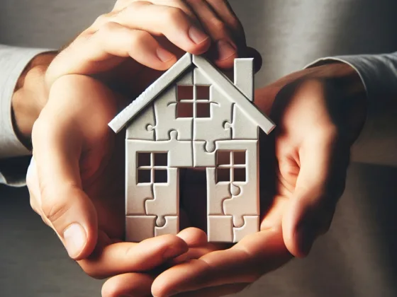Hands holding a house-shaped puzzle piece