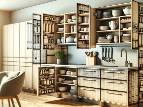 Modern kitchen cabinet with sleek design and ample storage space