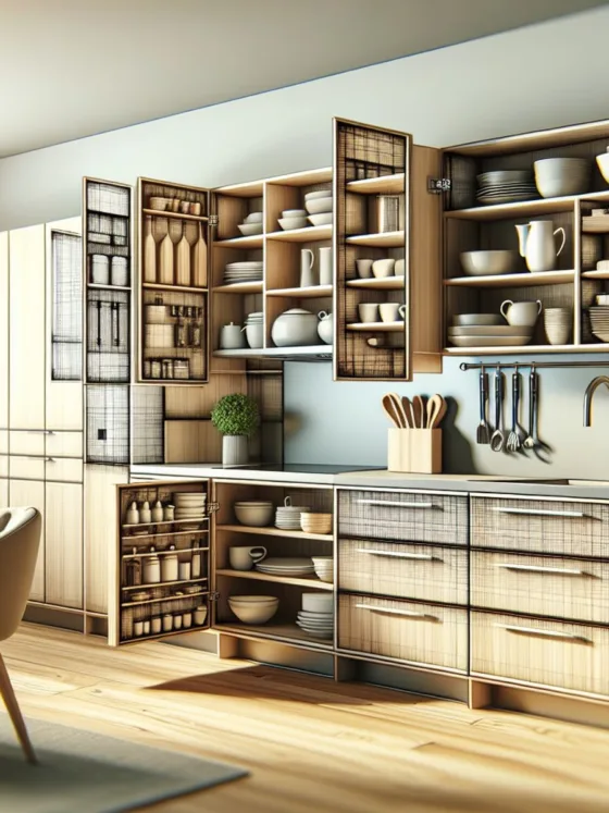 Modern kitchen cabinet with sleek design and ample storage space