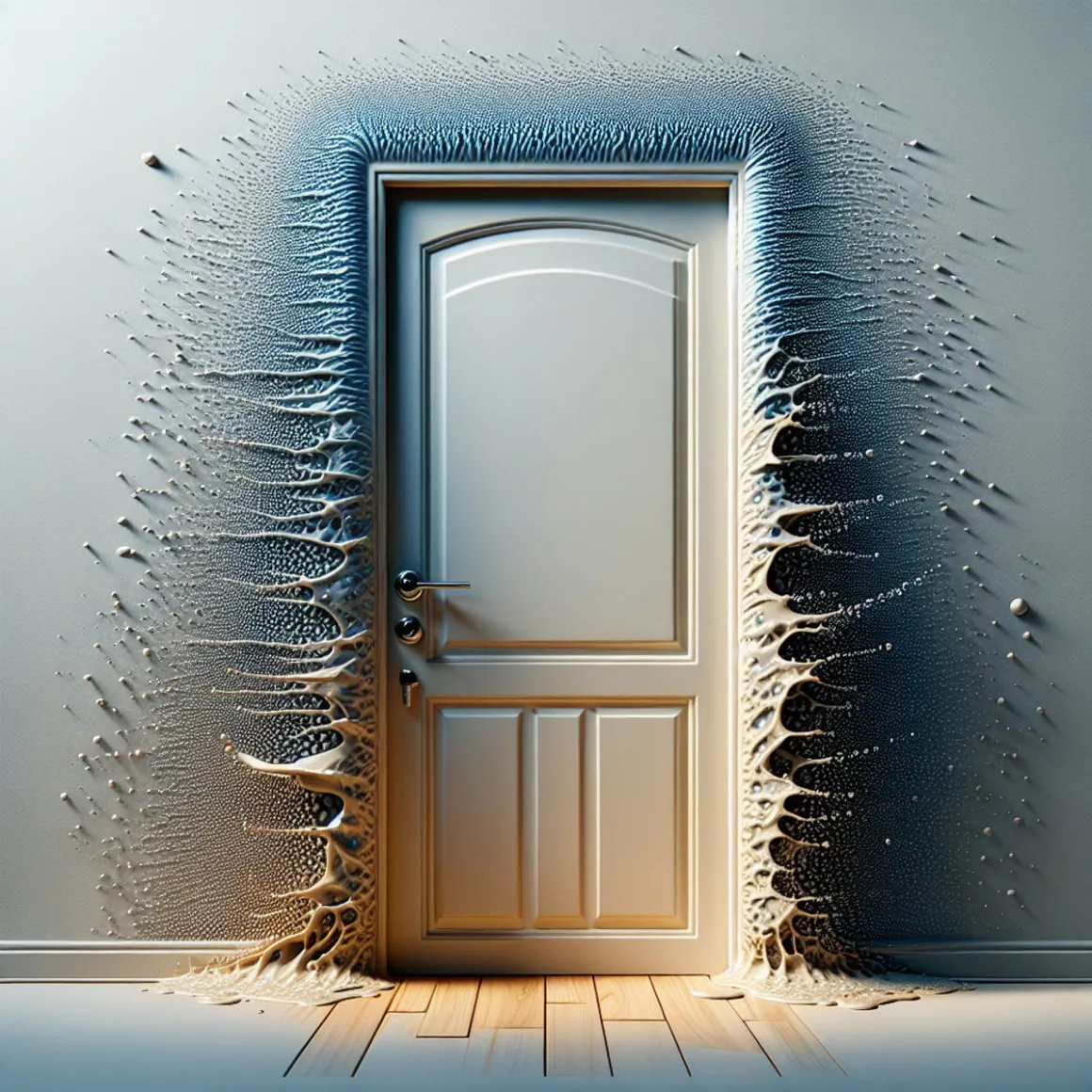 A sturdy door repelling water droplets