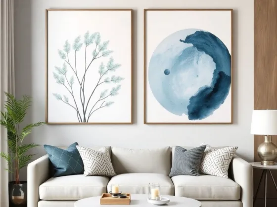 Simple, beautiful artwork brings a touch of nature into this relaxing space.