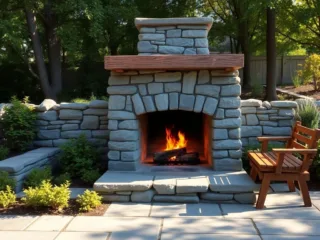 A cozy outdoor fireplace perfect for chilly evenings.