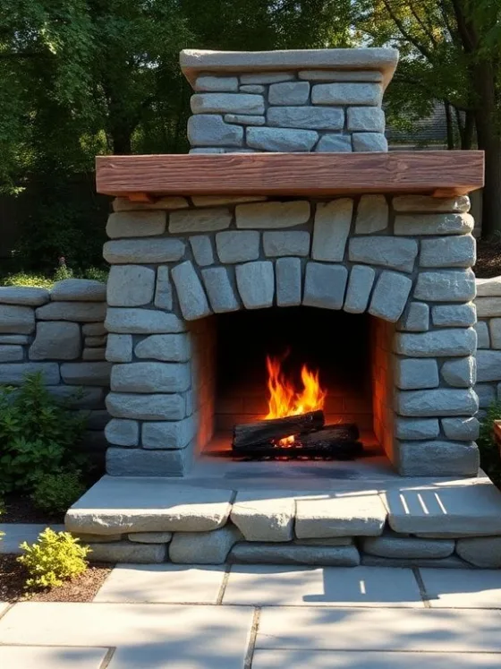 A cozy outdoor fireplace perfect for chilly evenings.