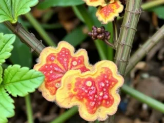 These unusual leaves have vibrant colors with fungal diseases.