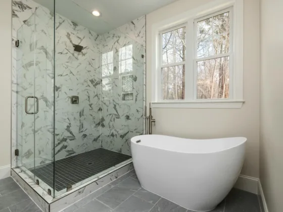 View of a Curbless Shower on Bathroom